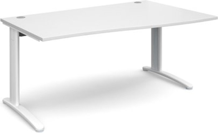 Office Monster | TR10 Office Desk | Right Hand Wave Desk 1600mm | White Top With White Frame | TR10 TR10 Office Desk | Right Hand Wave Desk 1600mm | White Top With White Frame | TR10