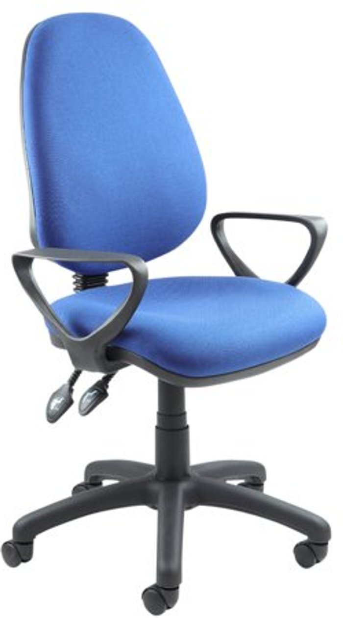 Office Monster | Vantage Vantage 100 2 lever PCB operators chair with fixed arms - blue Vantage Vantage 100 2 lever PCB operators chair with fixed arms - blue