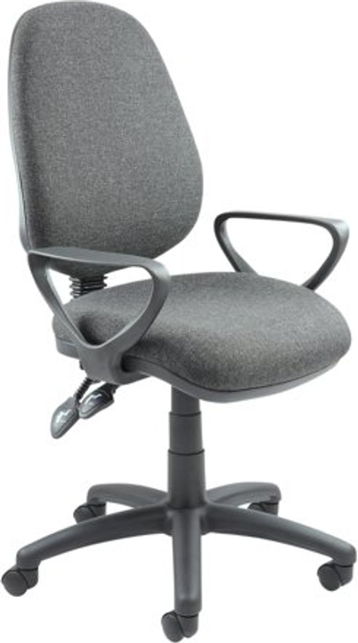 Office Monster | Vantage Vantage 100 2 lever PCB operators chair with fixed arms - charcoal Vantage Vantage 100 2 lever PCB operators chair with fixed arms - charcoal