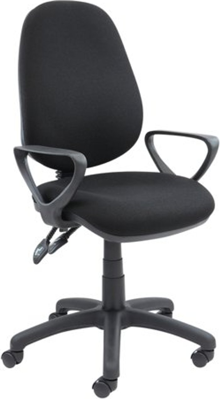 Office Monster | Vantage Vantage 100 2 lever PCB operators chair with fixed arms - black Vantage Vantage 100 2 lever PCB operators chair with fixed arms - black