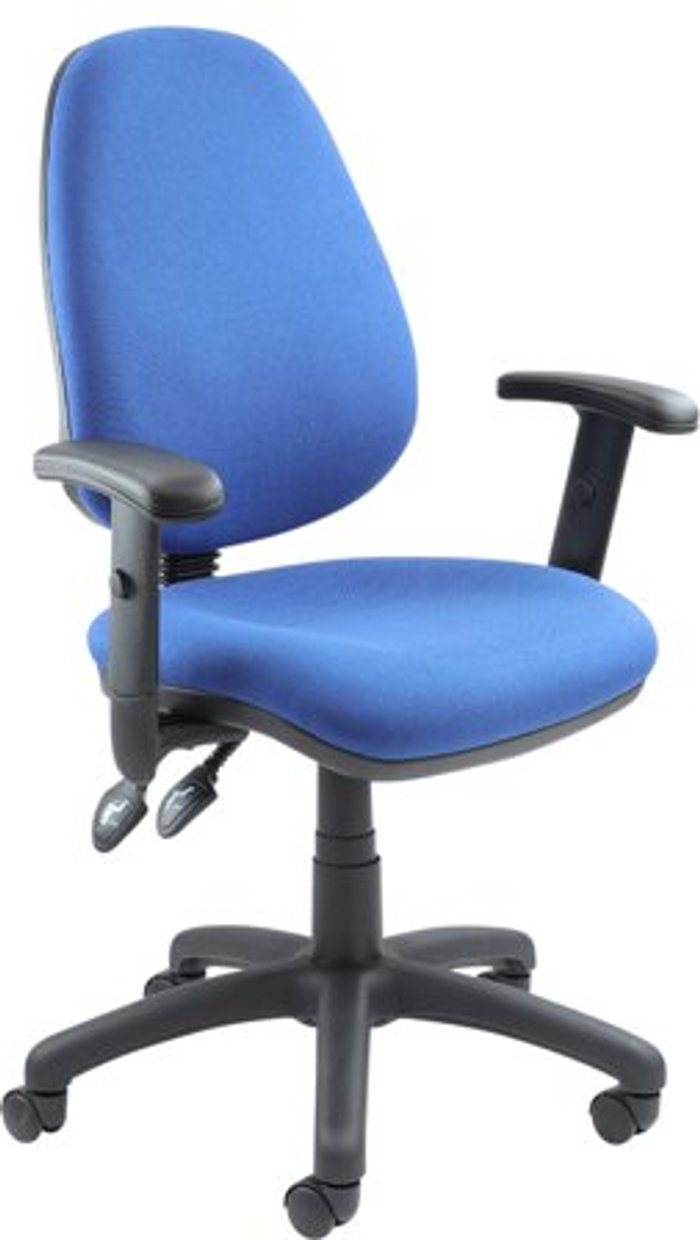 Office Monster | Vantage Vantage 100 2 lever PCB operators chair with adjustable arms - blue Vantage Vantage 100 2 lever PCB operators chair with adjustable arms - blue