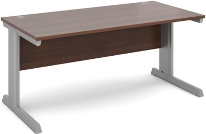 Office Monster | Vivo Office Desk | Rectangular Desk 1600mm | Walnut Tops With Silver Frames | 800mm Depth | Vivo Vivo Office Desk | Rectangular Desk 1600mm | Walnut Tops With Silver Frames | 800mm Depth | Vivo