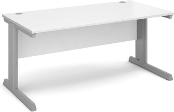 Office Monster | Vivo Office Desk | Rectangular Desk 1600mm | White Tops With Silver Frames | 800mm Depth | Vivo Vivo Office Desk | Rectangular Desk 1600mm | White Tops With Silver Frames | 800mm Depth | Vivo