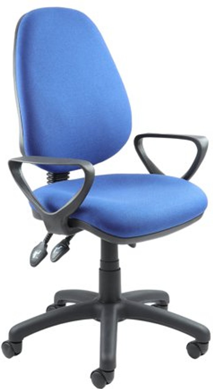 Office Monster | Vantage Vantage 200 3 lever asynchro operators chair with fixed arms - blue Vantage Vantage 200 3 lever asynchro operators chair with fixed arms - blue