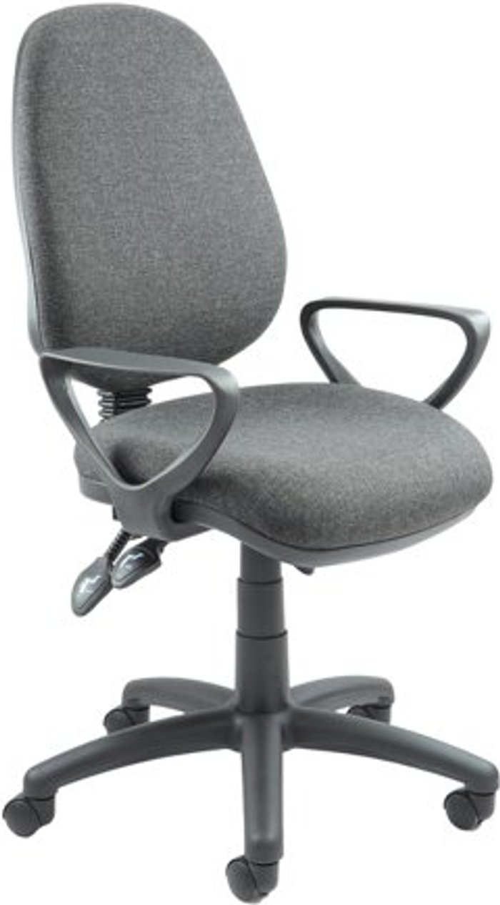 Office Monster | Vantage Vantage 200 3 lever asynchro operators chair with fixed arms - charcoal Vantage Vantage 200 3 lever asynchro operators chair with fixed arms - charcoal
