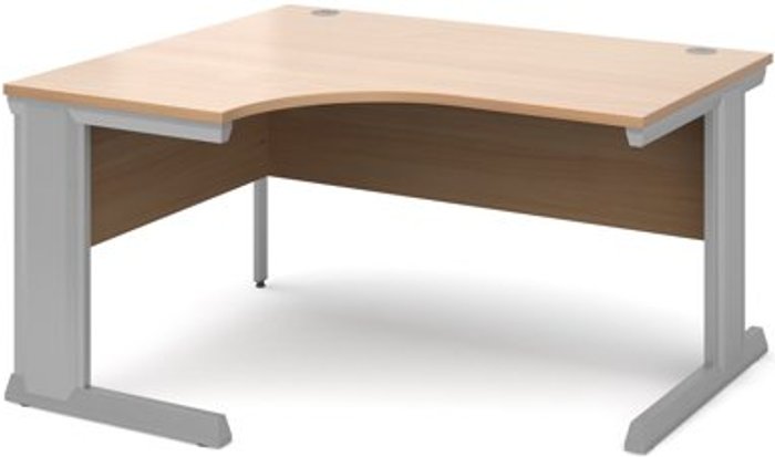 Office Monster | Vivo Office Desk | Left Hand Corner Desk 1400mm | Beech Top With Silver Frame | 800mm Depth | Vivo Vivo Office Desk | Left Hand Corner Desk 1400mm | Beech Top With Silver Frame | 800mm Depth | Vivo