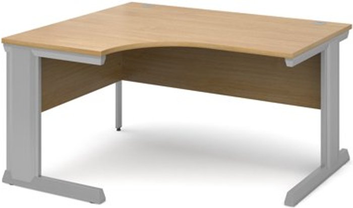 Office Monster | Vivo Office Desk | Left Hand Corner Desk 1400mm | Oak Top With Silver Frame | 800mm Depth | Vivo Vivo Office Desk | Left Hand Corner Desk 1400mm | Oak Top With Silver Frame | 800mm Depth | Vivo