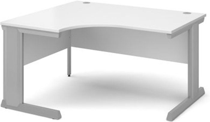 Office Monster | Vivo Office Desk | Left Hand Corner Desk 1400mm | White Top With Silver Frame | 800mm Depth | Vivo Vivo Office Desk | Left Hand Corner Desk 1400mm | White Top With Silver Frame | 800mm Depth | Vivo