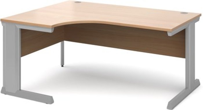 Office Monster | Vivo Office Desk | Left Hand Corner Desk 1600mm | Beech Top With Silver Frame | 800mm Depth | Vivo Vivo Office Desk | Left Hand Corner Desk 1600mm | Beech Top With Silver Frame | 800mm Depth | Vivo