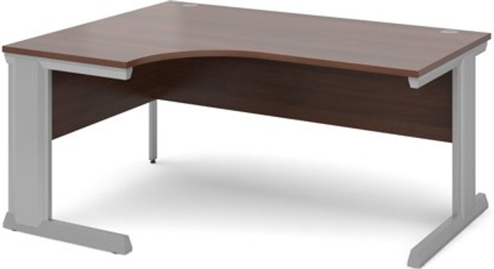 Office Monster | Vivo Office Desk | Left Hand Corner Desk 1600mm | Walnut Top With Silver Frame | 800mm Depth | Vivo Vivo Office Desk | Left Hand Corner Desk 1600mm | Walnut Top With Silver Frame | 800mm Depth | Vivo