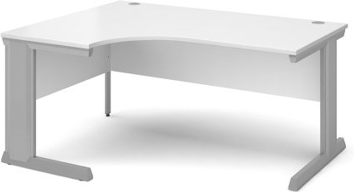 Office Monster | Vivo Office Desk | Left Hand Corner Desk 1600mm | White Top With Silver Frame | 800mm Depth | Vivo Vivo Office Desk | Left Hand Corner Desk 1600mm | White Top With Silver Frame | 800mm Depth | Vivo