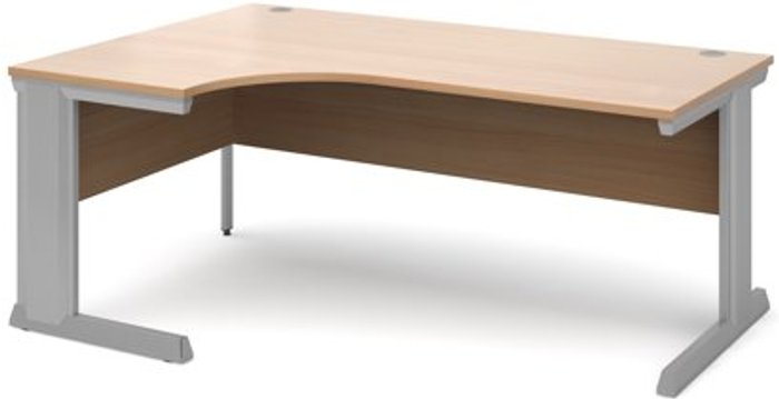 Office Monster | Vivo Office Desk | Left Hand Corner Desk 1800mm | Beech Top With Silver Frame | 800mm Depth | Vivo Vivo Office Desk | Left Hand Corner Desk 1800mm | Beech Top With Silver Frame | 800mm Depth | Vivo