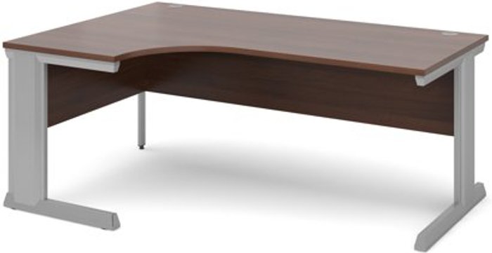 Office Monster | Vivo Office Desk | Left Hand Corner Desk 1800mm | Walnut Top With Silver Frame | 800mm Depth | Vivo Vivo Office Desk | Left Hand Corner Desk 1800mm | Walnut Top With Silver Frame | 800mm Depth | Vivo