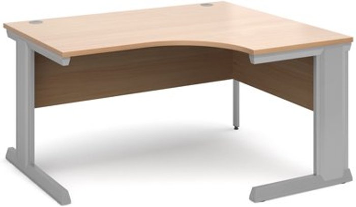 Office Monster | Vivo Office Desk | Right Hand Corner Desk 1400mm | Beech Top With Silver Frame | 800mm Depth | Vivo Vivo Office Desk | Right Hand Corner Desk 1400mm | Beech Top With Silver Frame | 800mm Depth | Vivo