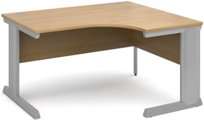 Office Monster | Vivo Office Desk | Right Hand Corner Desk 1400mm | Oak Top With Silver Frame | 800mm Depth | Vivo Vivo Office Desk | Right Hand Corner Desk 1400mm | Oak Top With Silver Frame | 800mm Depth | Vivo