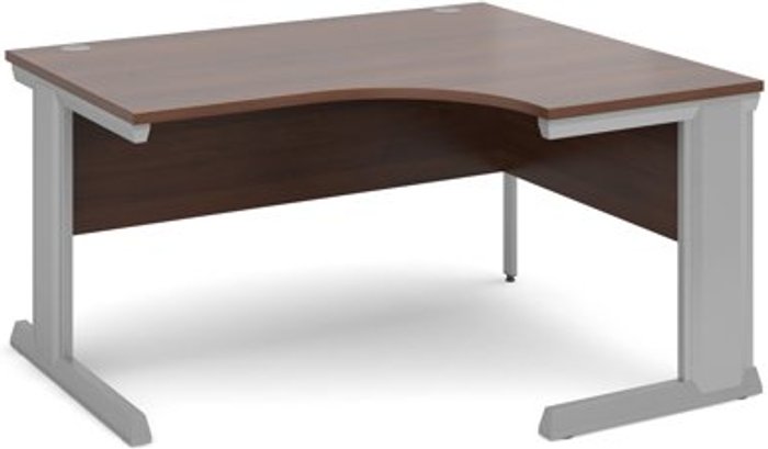 Office Monster | Vivo Office Desk | Right Hand Corner Desk 1400mm | Walnut Top With Silver Frame | 800mm Depth | Vivo Vivo Office Desk | Right Hand Corner Desk 1400mm | Walnut Top With Silver Frame | 800mm Depth | Vivo