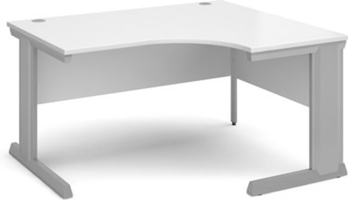 Office Monster | Vivo Office Desk | Right Hand Corner Desk 1400mm | White Top With Silver Frame | 800mm Depth | Vivo Vivo Office Desk | Right Hand Corner Desk 1400mm | White Top With Silver Frame | 800mm Depth | Vivo