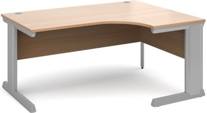Office Monster | Vivo Office Desk | Right Hand Corner Desk 1600mm | Beech Top With Silver Frame | 800mm Depth | Vivo Vivo Office Desk | Right Hand Corner Desk 1600mm | Beech Top With Silver Frame | 800mm Depth | Vivo