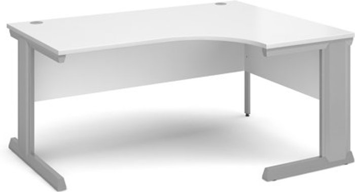 Office Monster | Vivo Office Desk | Right Hand Corner Desk 1600mm | White Top With Silver Frame | 800mm Depth | Vivo Vivo Office Desk | Right Hand Corner Desk 1600mm | White Top With Silver Frame | 800mm Depth | Vivo