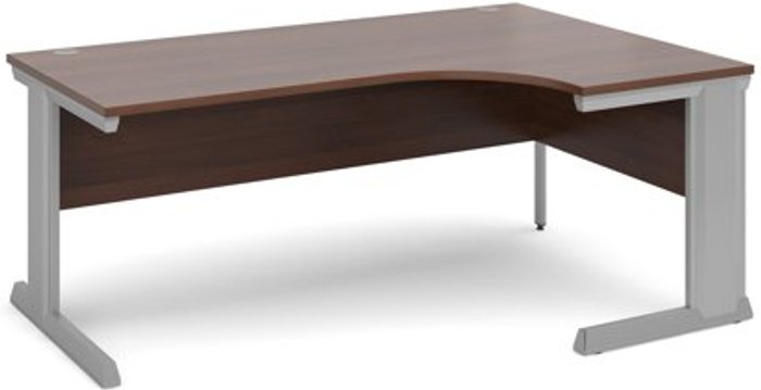Office Monster | Vivo Office Desk | Right Hand Corner Desk 1800mm | Walnut Top With Silver Frame | 800mm Depth | Vivo Vivo Office Desk | Right Hand Corner Desk 1800mm | Walnut Top With Silver Frame | 800mm Depth | Vivo