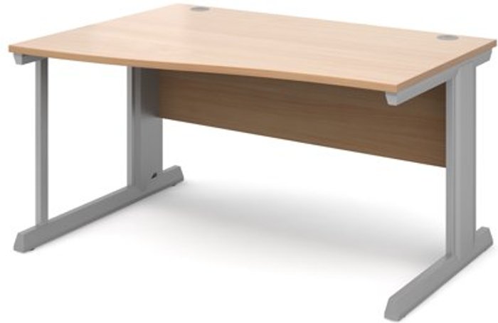 Office Monster | Vivo Office Desk | Left Hand Wave Desk 1400mm | Beech Top With Silver Frame | Vivo Vivo Office Desk | Left Hand Wave Desk 1400mm | Beech Top With Silver Frame | Vivo