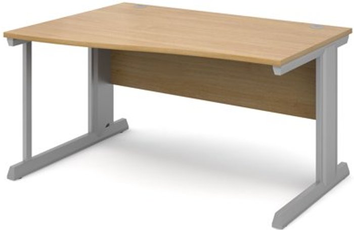 Office Monster | Vivo Office Desk | Left Hand Wave Desk 1400mm | Oak Top With Silver Frame | Vivo Vivo Office Desk | Left Hand Wave Desk 1400mm | Oak Top With Silver Frame | Vivo