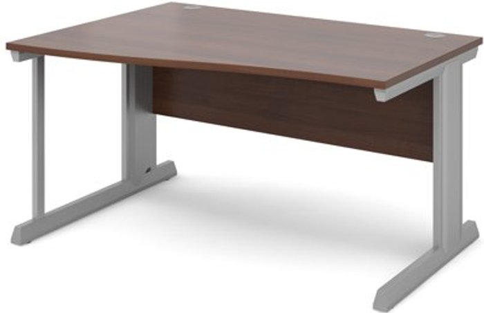 Office Monster | Vivo Office Desk | Left Hand Wave Desk 1400mm | Walnut Top With Silver Frame | Vivo Vivo Office Desk | Left Hand Wave Desk 1400mm | Walnut Top With Silver Frame | Vivo