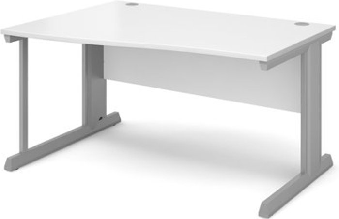 Office Monster | Vivo Office Desk | Left Hand Wave Desk 1400mm | White Top With Silver Frame | Vivo Vivo Office Desk | Left Hand Wave Desk 1400mm | White Top With Silver Frame | Vivo