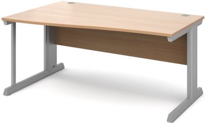 Office Monster | Vivo Office Desk | Left Hand Wave Desk 1600mm | Beech Top With Silver Frame | Vivo Vivo Office Desk | Left Hand Wave Desk 1600mm | Beech Top With Silver Frame | Vivo