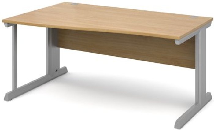 Office Monster | Vivo Office Desk | Left Hand Wave Desk 1600mm | Oak Top With Silver Frame | Vivo Vivo Office Desk | Left Hand Wave Desk 1600mm | Oak Top With Silver Frame | Vivo