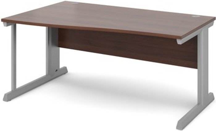 Office Monster | Vivo Office Desk | Left Hand Wave Desk 1600mm | Walnut Top With Silver Frame | Vivo Vivo Office Desk | Left Hand Wave Desk 1600mm | Walnut Top With Silver Frame | Vivo