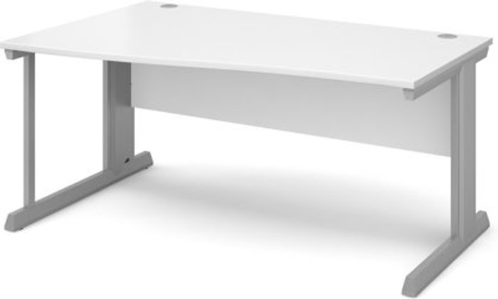 Office Monster | Vivo Office Desk | Left Hand Wave Desk 1600mm | White Top With Silver Frame | Vivo Vivo Office Desk | Left Hand Wave Desk 1600mm | White Top With Silver Frame | Vivo