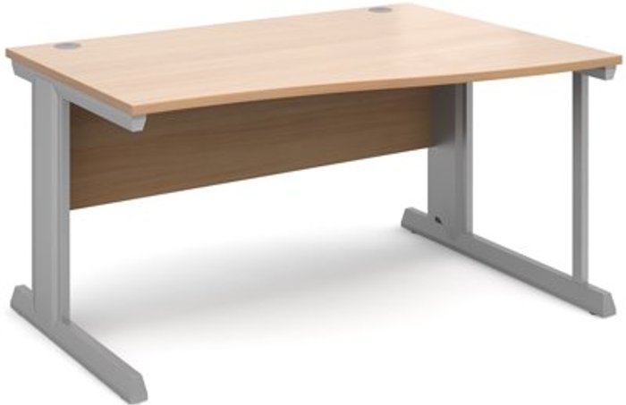 Office Monster | Vivo Office Desk | Right Hand Wave Desk 1400mm | Beech Top With Silver Frame | Vivo Vivo Office Desk | Right Hand Wave Desk 1400mm | Beech Top With Silver Frame | Vivo