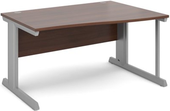 Office Monster | Vivo Office Desk | Right Hand Wave Desk 1400mm | Walnut Top With Silver Frame | Vivo Vivo Office Desk | Right Hand Wave Desk 1400mm | Walnut Top With Silver Frame | Vivo