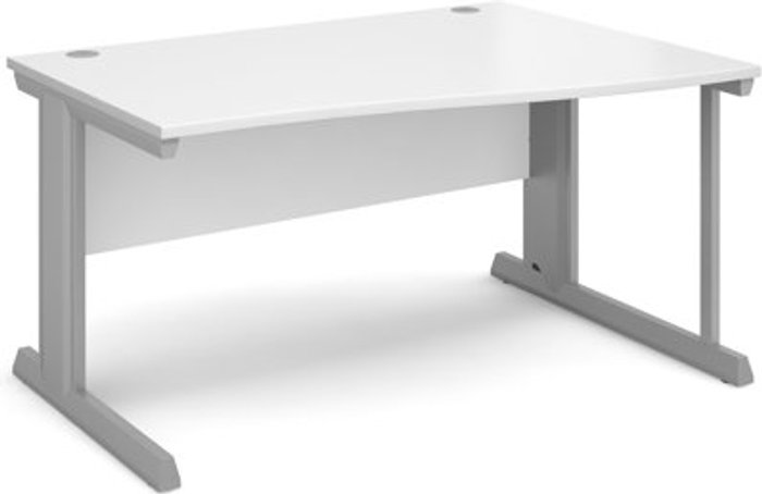 Office Monster | Vivo Office Desk | Right Hand Wave Desk 1400mm | White Top With Silver Frame | Vivo Vivo Office Desk | Right Hand Wave Desk 1400mm | White Top With Silver Frame | Vivo