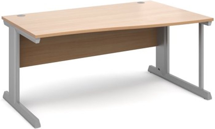 Office Monster | Vivo Office Desk | Right Hand Wave Desk 1600mm | Beech Top With Silver Frame | Vivo Vivo Office Desk | Right Hand Wave Desk 1600mm | Beech Top With Silver Frame | Vivo