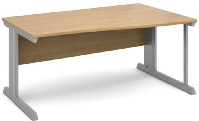 Office Monster | Vivo Office Desk | Right Hand Wave Desk 1600mm | Oak Top With Silver Frame | Vivo Vivo Office Desk | Right Hand Wave Desk 1600mm | Oak Top With Silver Frame | Vivo