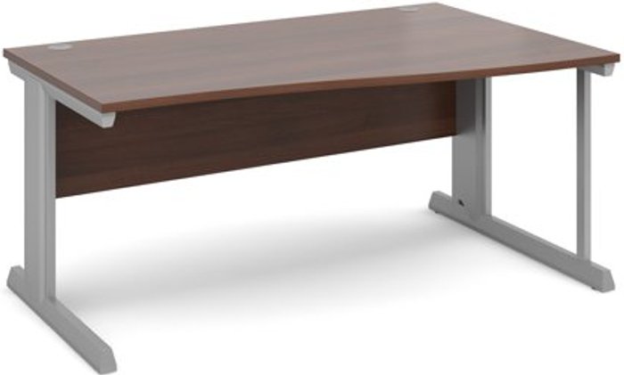 Office Monster | Vivo Office Desk | Right Hand Wave Desk 1600mm | Walnut Top With Silver Frame | Vivo Vivo Office Desk | Right Hand Wave Desk 1600mm | Walnut Top With Silver Frame | Vivo