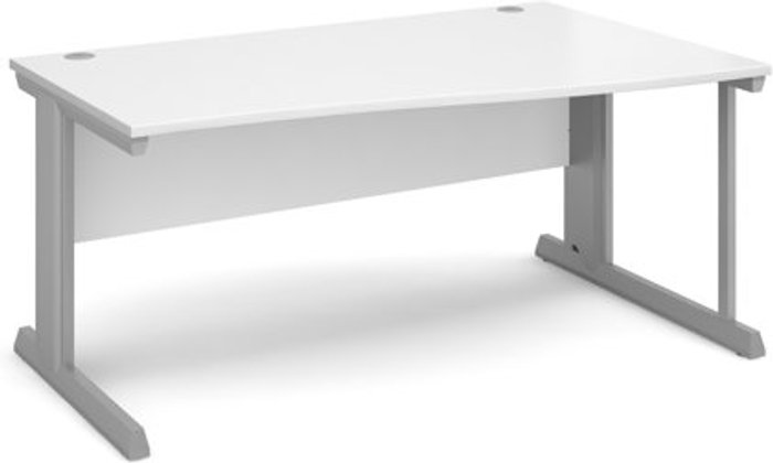 Office Monster | Vivo Office Desk | Right Hand Wave Desk 1600mm | White Top With Silver Frame | Vivo Vivo Office Desk | Right Hand Wave Desk 1600mm | White Top With Silver Frame | Vivo