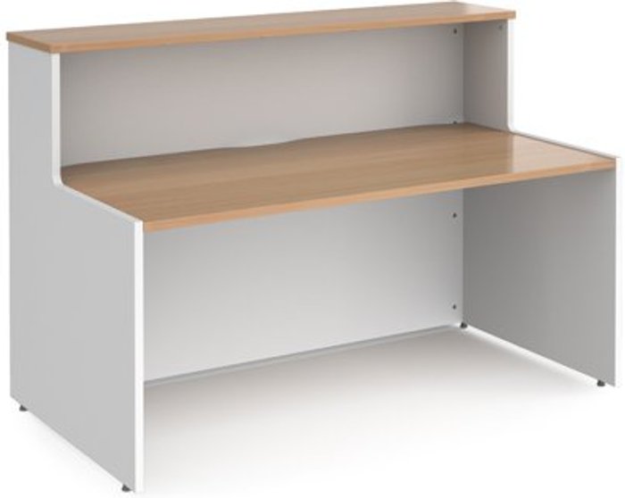 Office Monster | Welcome Welcome reception desk 1662mm wide - white with beech tops Welcome Welcome reception desk 1662mm wide - white with beech tops