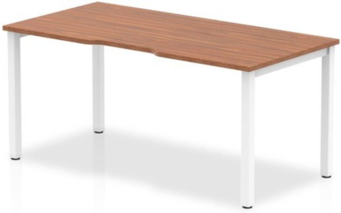 Office Monster | Evolve Single White Frame Bench Desk 1200 Walnut Evolve Single White Frame Bench Desk 1200 Walnut