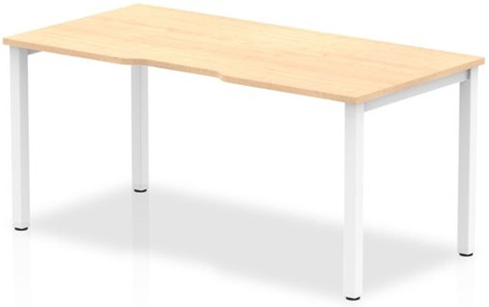 Office Monster | Evolve Single White Frame Bench Desk 1200 Maple Evolve Single White Frame Bench Desk 1200 Maple