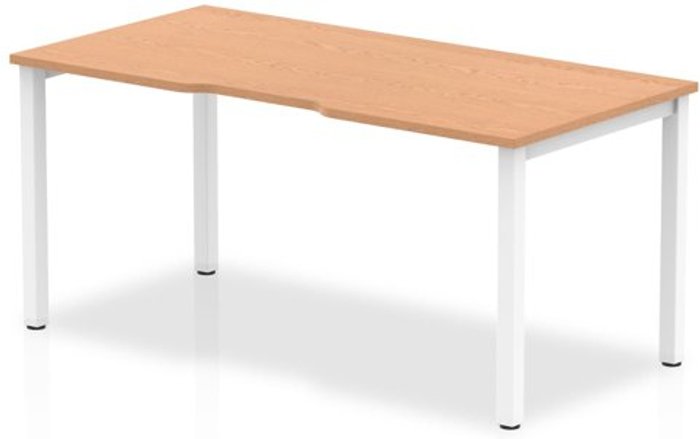 Office Monster | Evolve Single White Frame Bench Desk 1200 Oak Evolve Single White Frame Bench Desk 1200 Oak