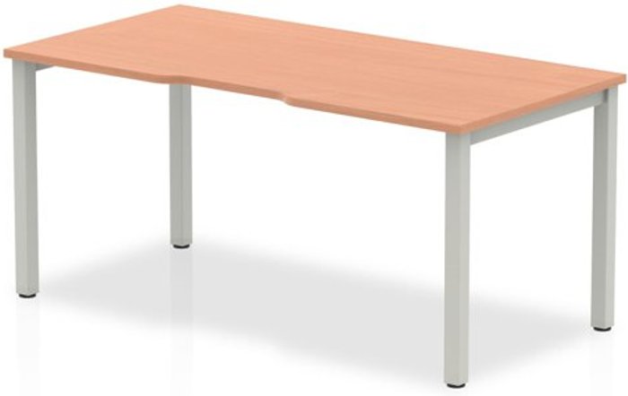 Office Monster | Evolve Single Silver Frame Bench Desk 1400 Beech Evolve Single Silver Frame Bench Desk 1400 Beech