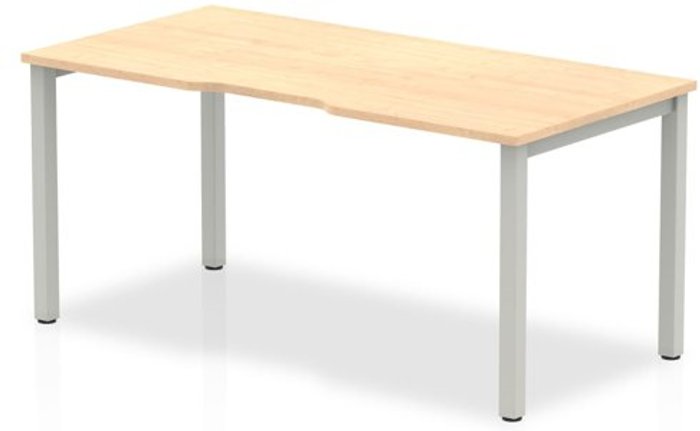 Office Monster | Evolve Single Silver Frame Bench Desk 1400 Maple Evolve Single Silver Frame Bench Desk 1400 Maple