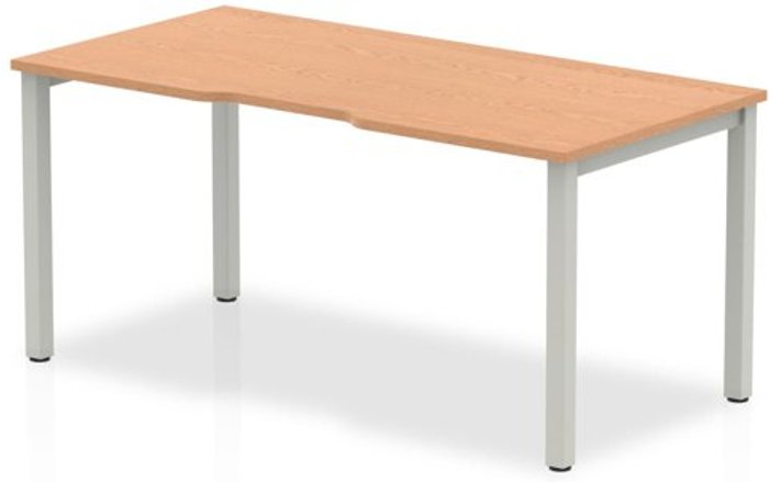 Office Monster | Evolve Single Silver Frame Bench Desk 1400 Oak Evolve Single Silver Frame Bench Desk 1400 Oak