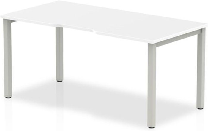 Office Monster | Evolve Single Silver Frame Bench Desk 1200 White Evolve Single Silver Frame Bench Desk 1200 White