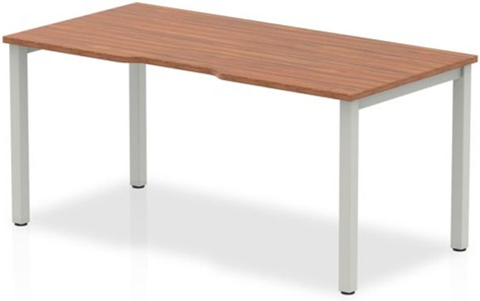 Office Monster | Evolve Single Silver Frame Bench Desk 1200 Walnut Evolve Single Silver Frame Bench Desk 1200 Walnut
