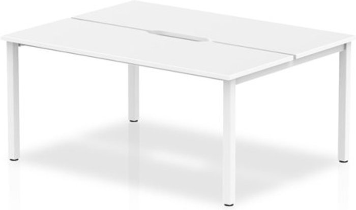 Office Monster | Evolve B2B White Frame Bench Desk 1400 White (2 Pod) Evolve B2B White Frame Bench Desk 1400 White (2 Pod)