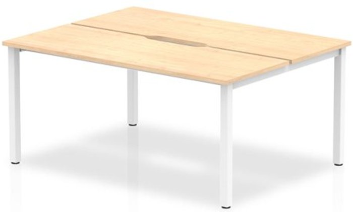 Office Monster | Evolve B2B White Frame Bench Desk 1400 Maple (2 Pod) Evolve B2B White Frame Bench Desk 1400 Maple (2 Pod)